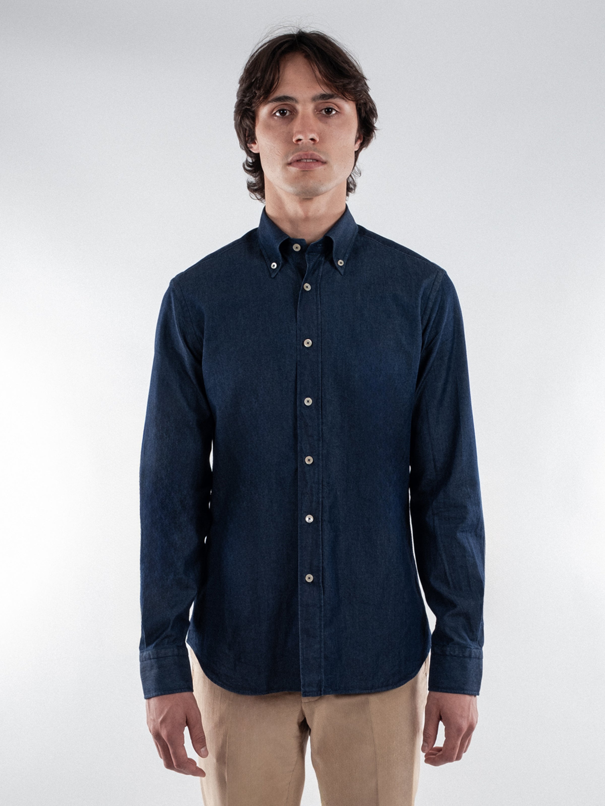 Dark Chambray Button Down Collar Shirt