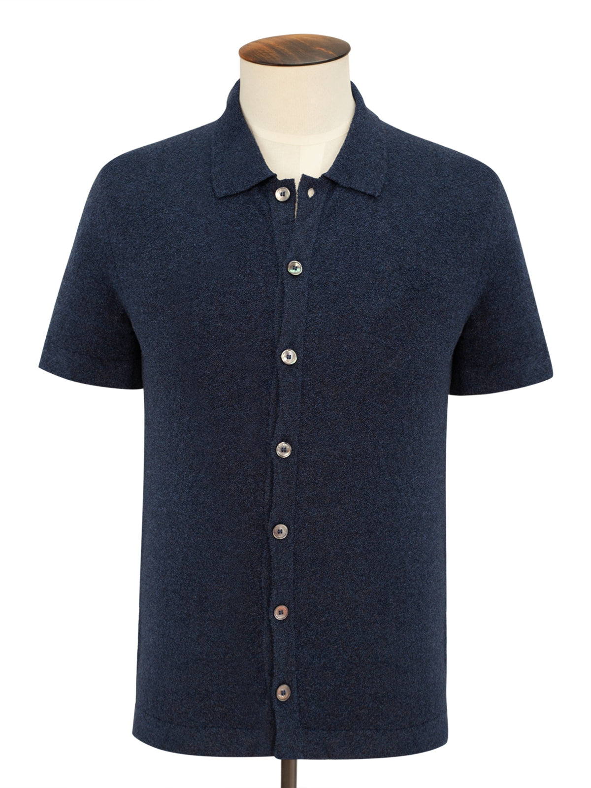 Garda Short Sleeve Polo Micro Bouclé Marine Melange