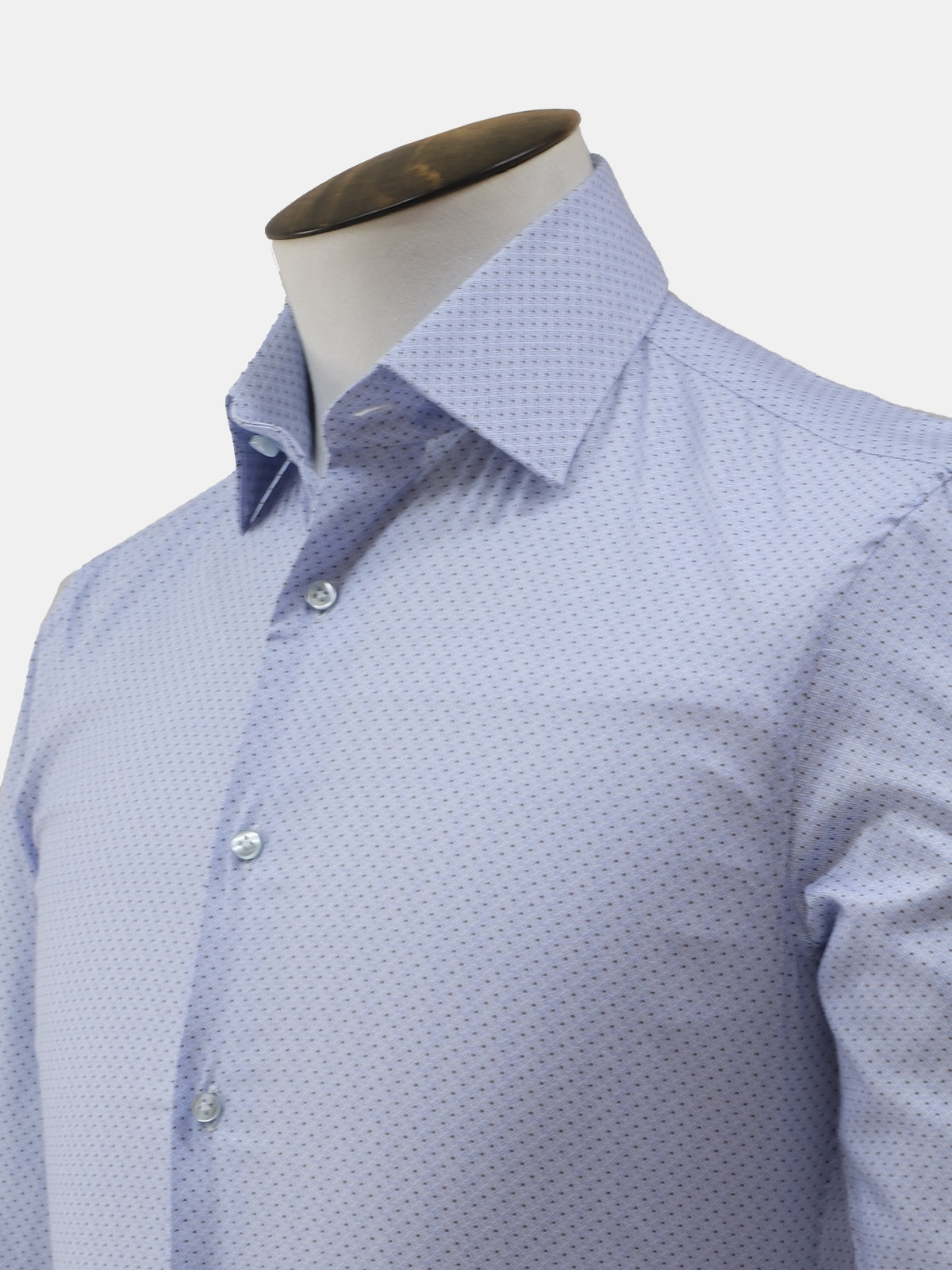 Blue and Brown Dot Spread Collar Shirt