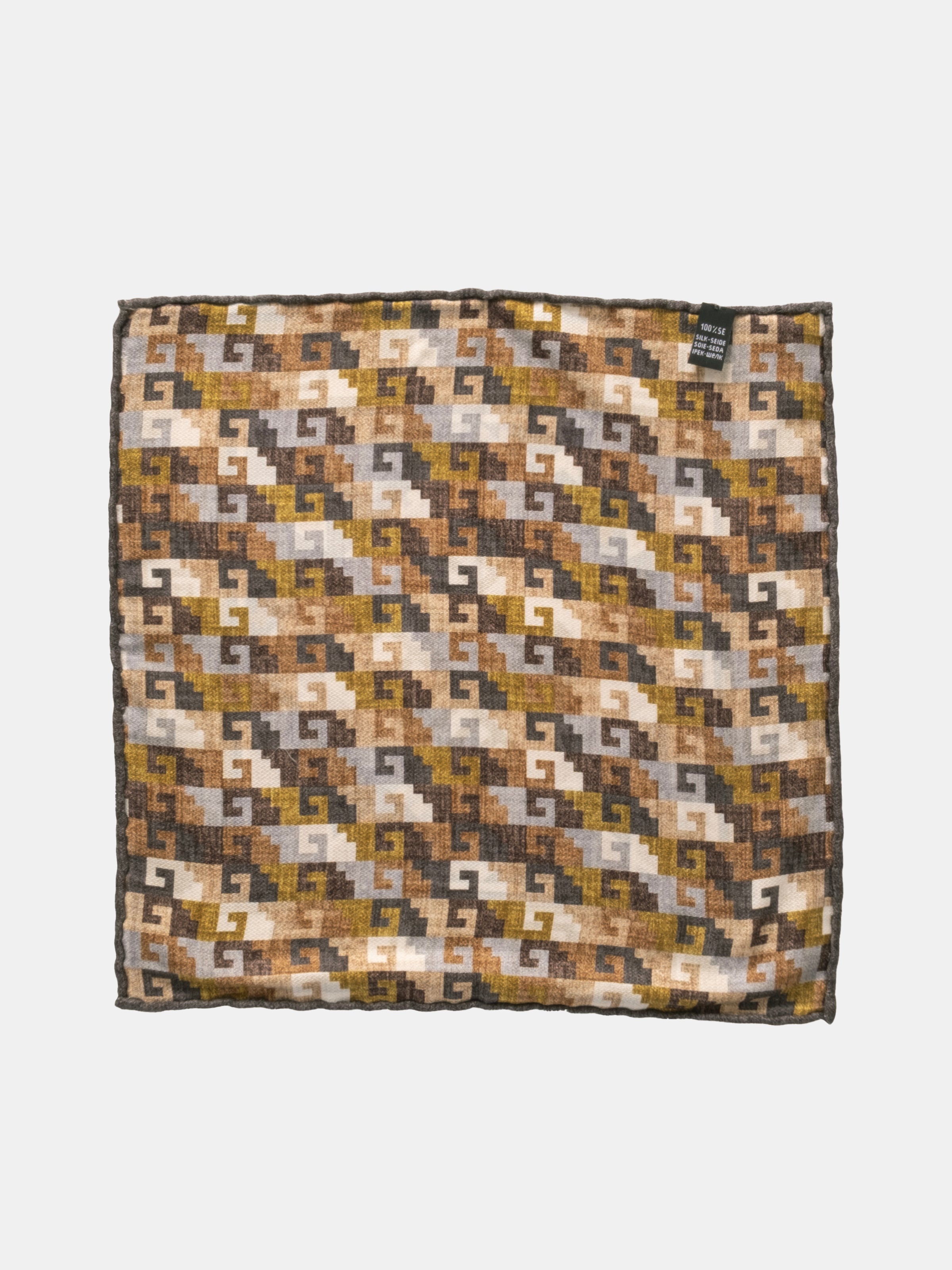 Dusty Blue & Olive Incan Motif Silk Pochette