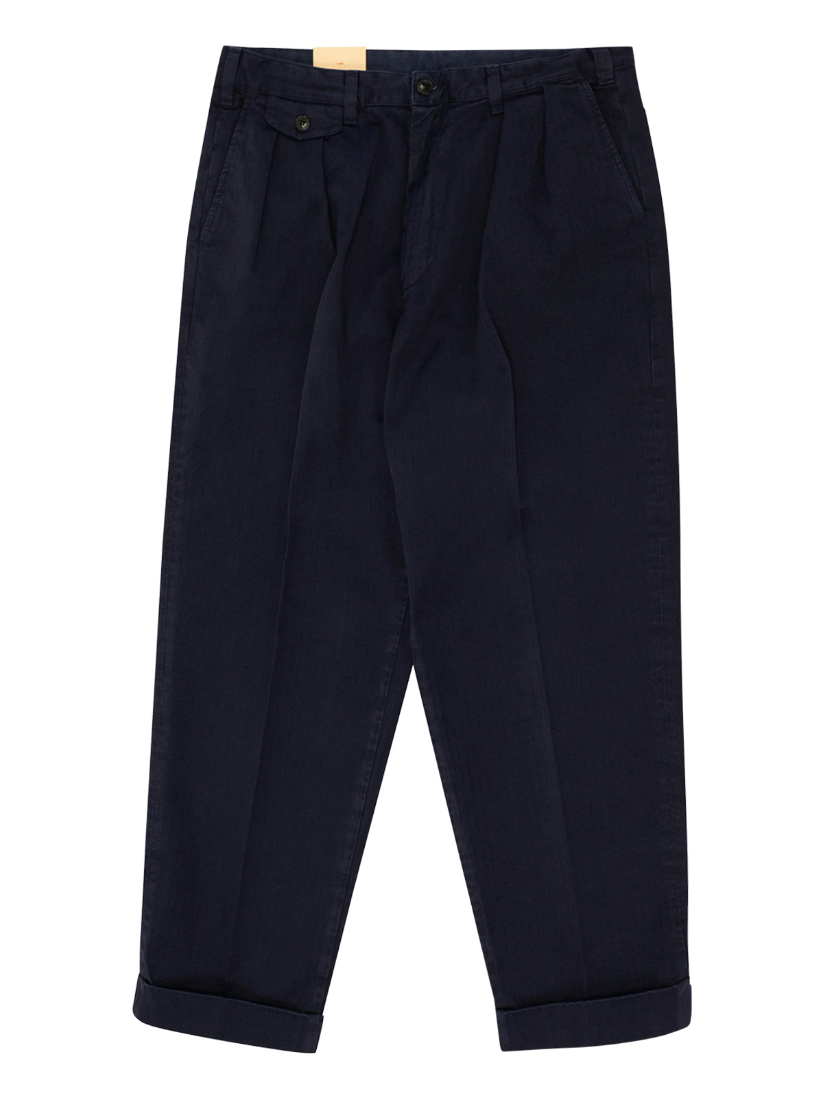 Fortela Navy Herringbone Pleated Seattle Trousers