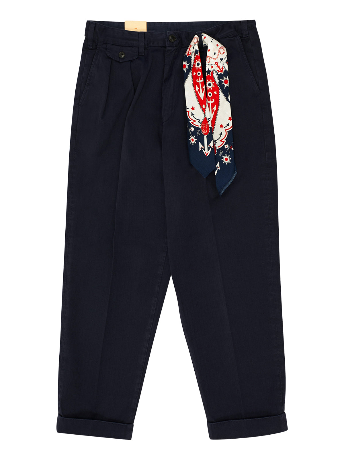 Fortela Navy Herringbone Pleated Seattle Trousers