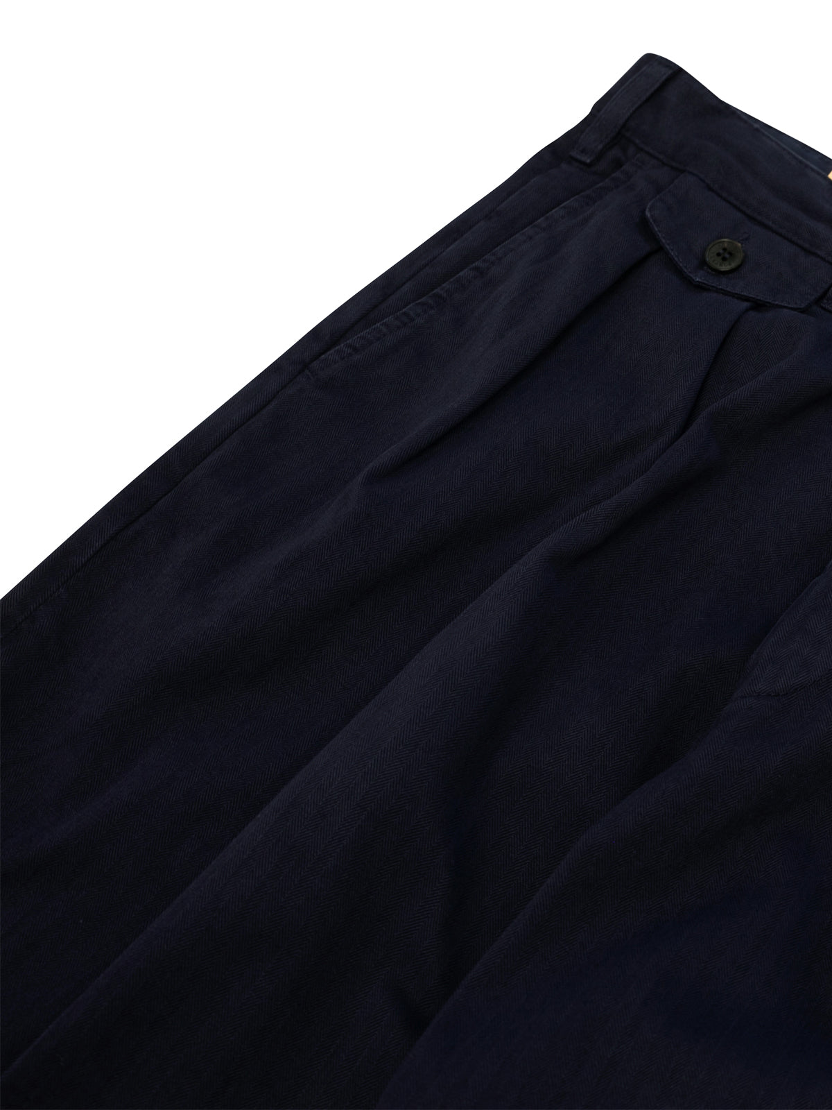 Fortela Navy Herringbone Pleated Seattle Trousers