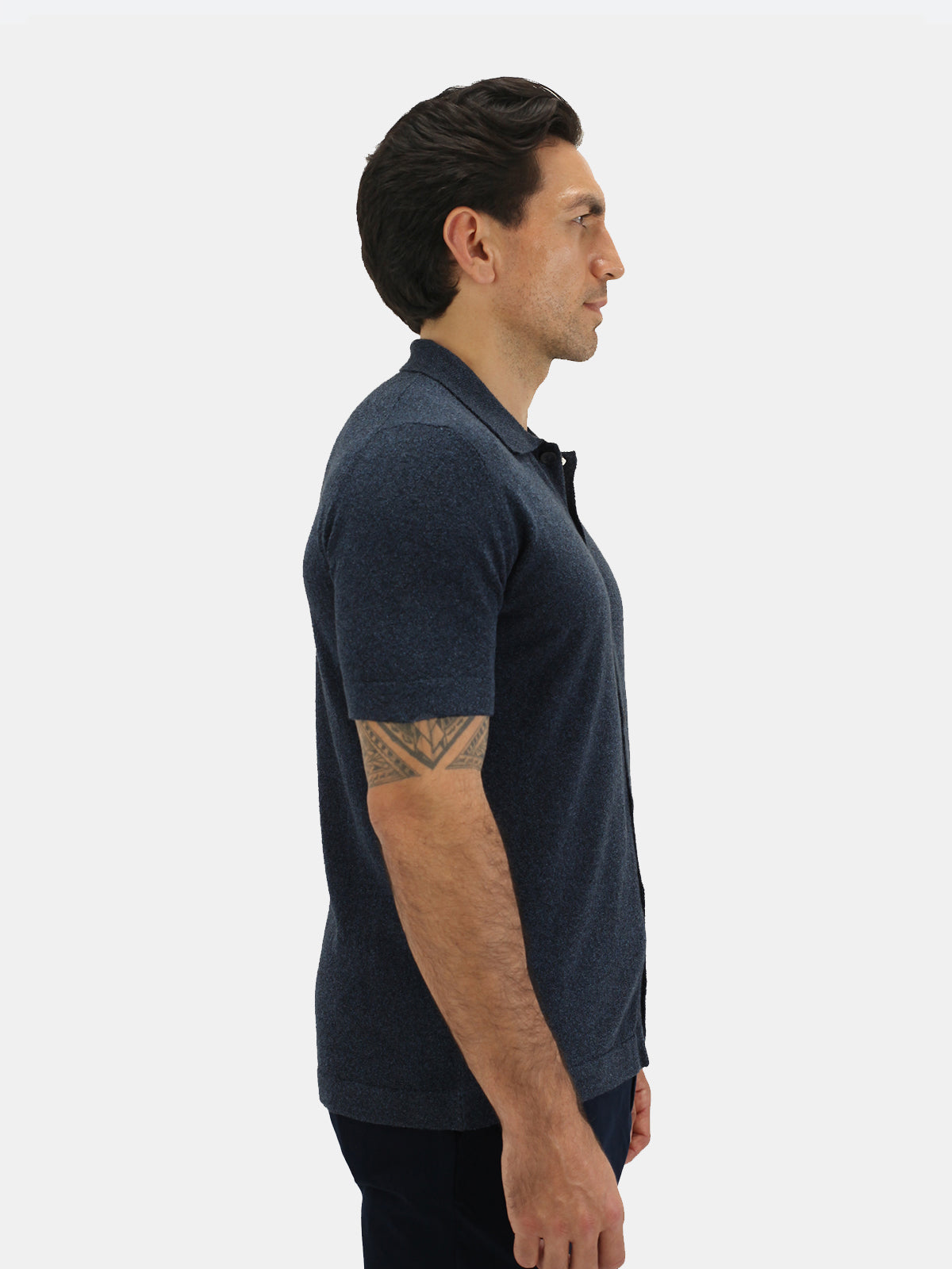 Garda Short Sleeve Polo Micro Bouclé Marine Melange