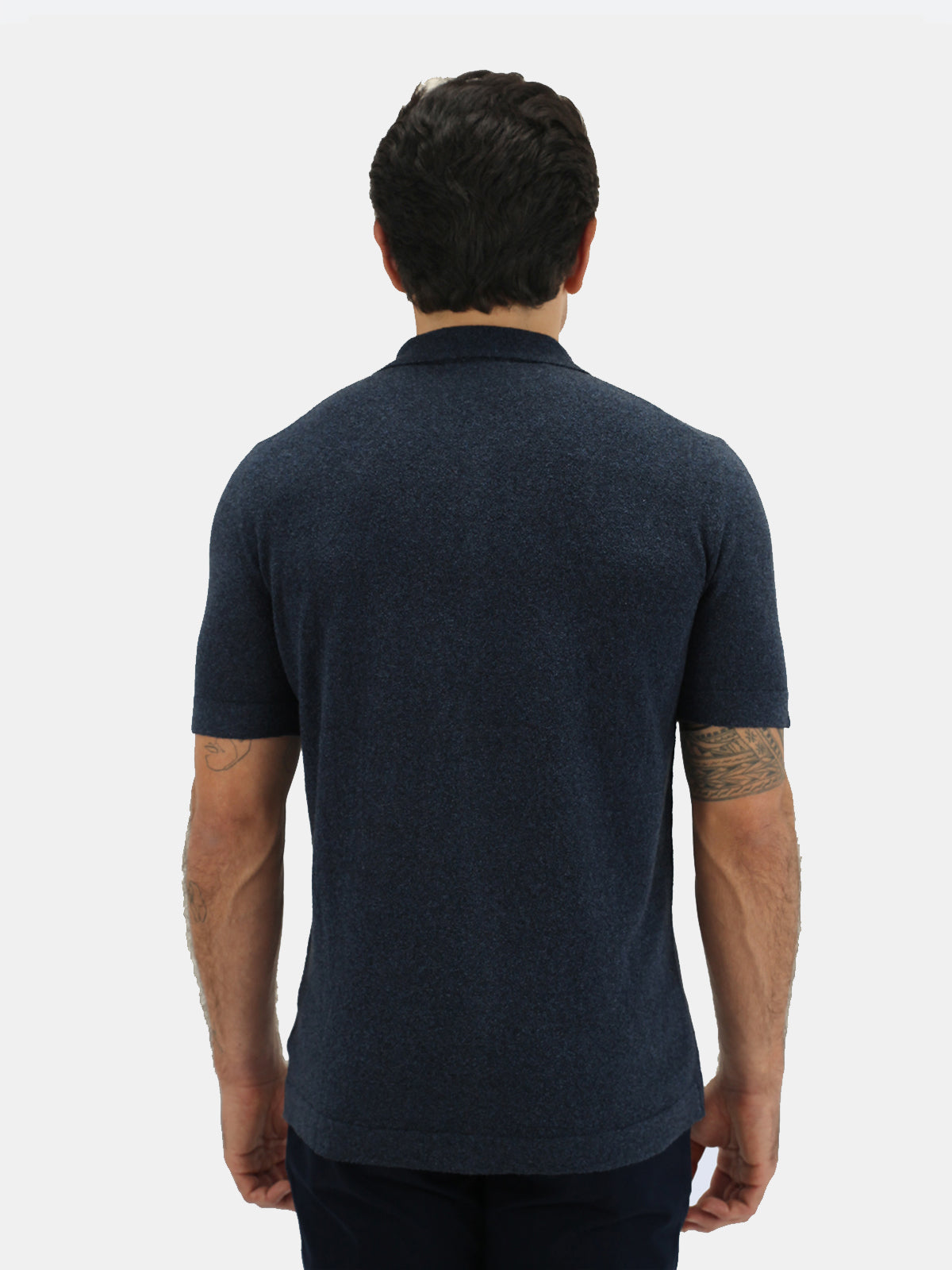 Garda Short Sleeve Polo Micro Bouclé Marine Melange