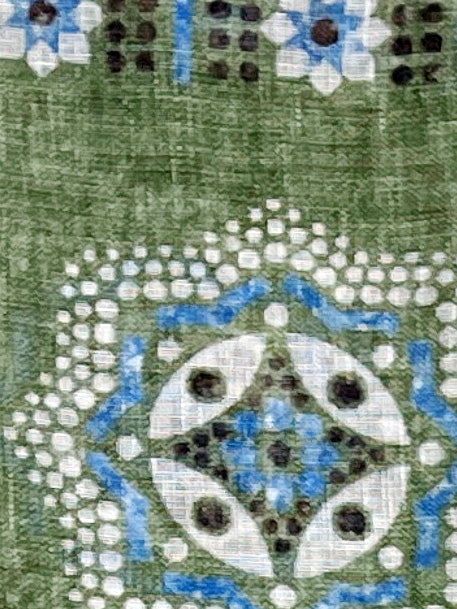 Olive Medallion Printed Linen Scarf