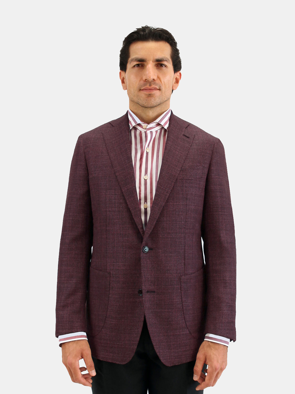 Lago Blazer Wool & Silk Basketweave Grape