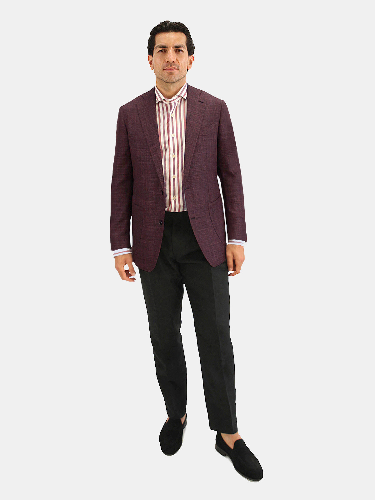 Lago Blazer Wool & Silk Basketweave Grape