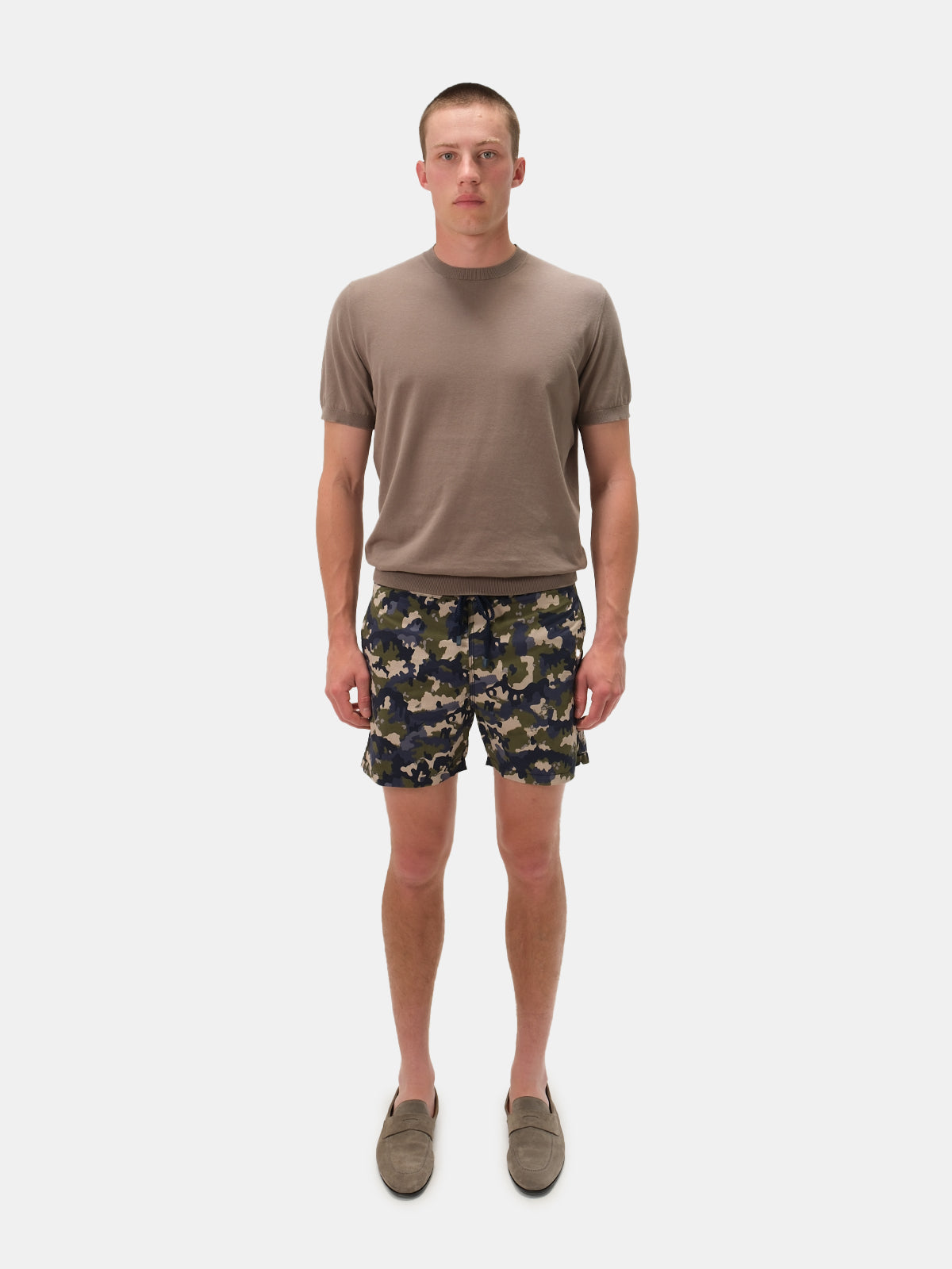 Green Camouflage Printed Swim Shorts