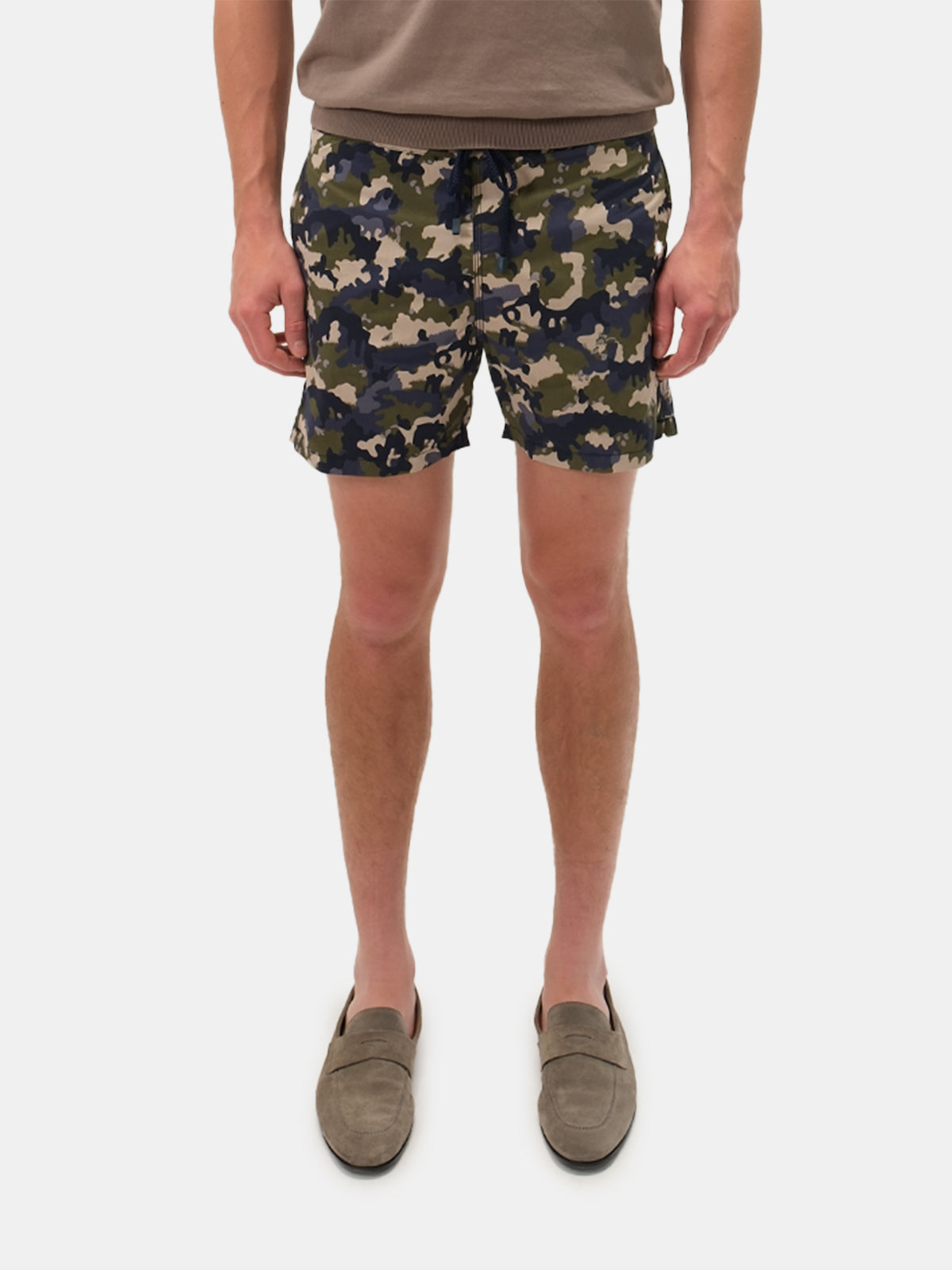 Green Camouflage Printed Swim Shorts