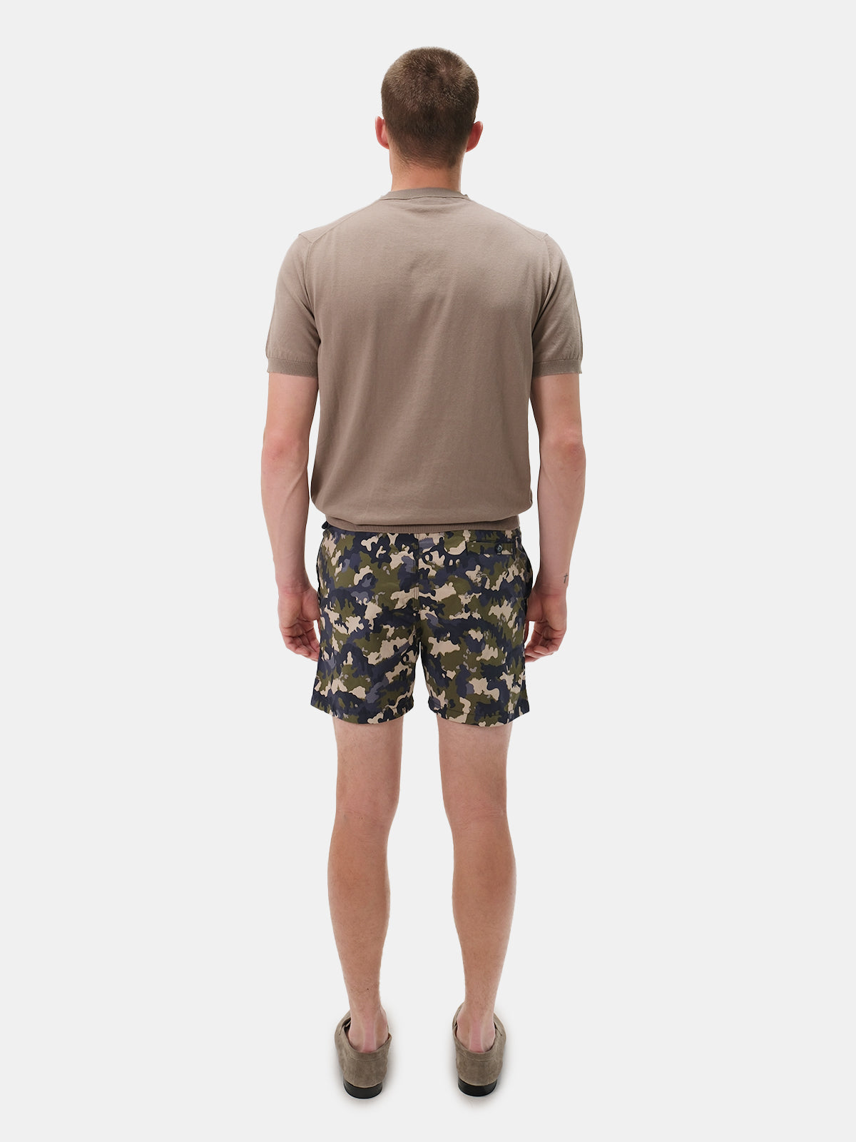 Green Camouflage Printed Swim Shorts