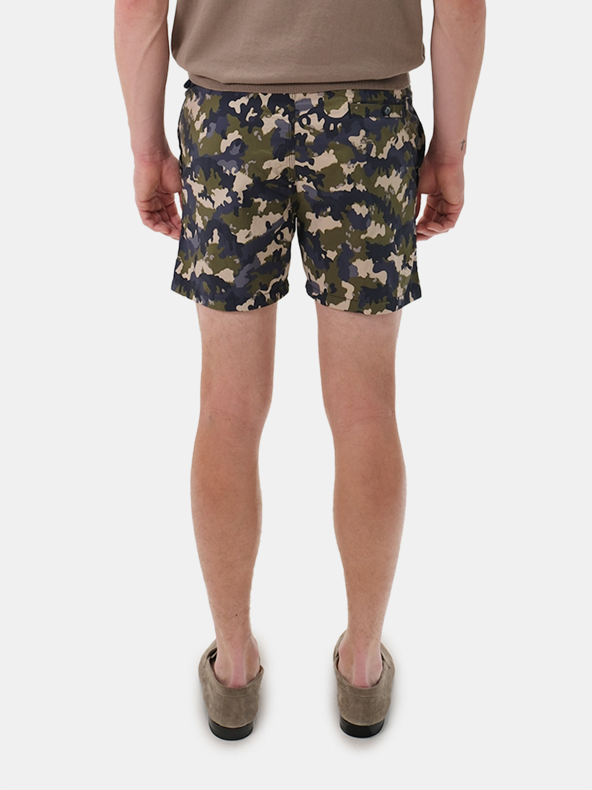 Green Camouflage Printed Swim Shorts