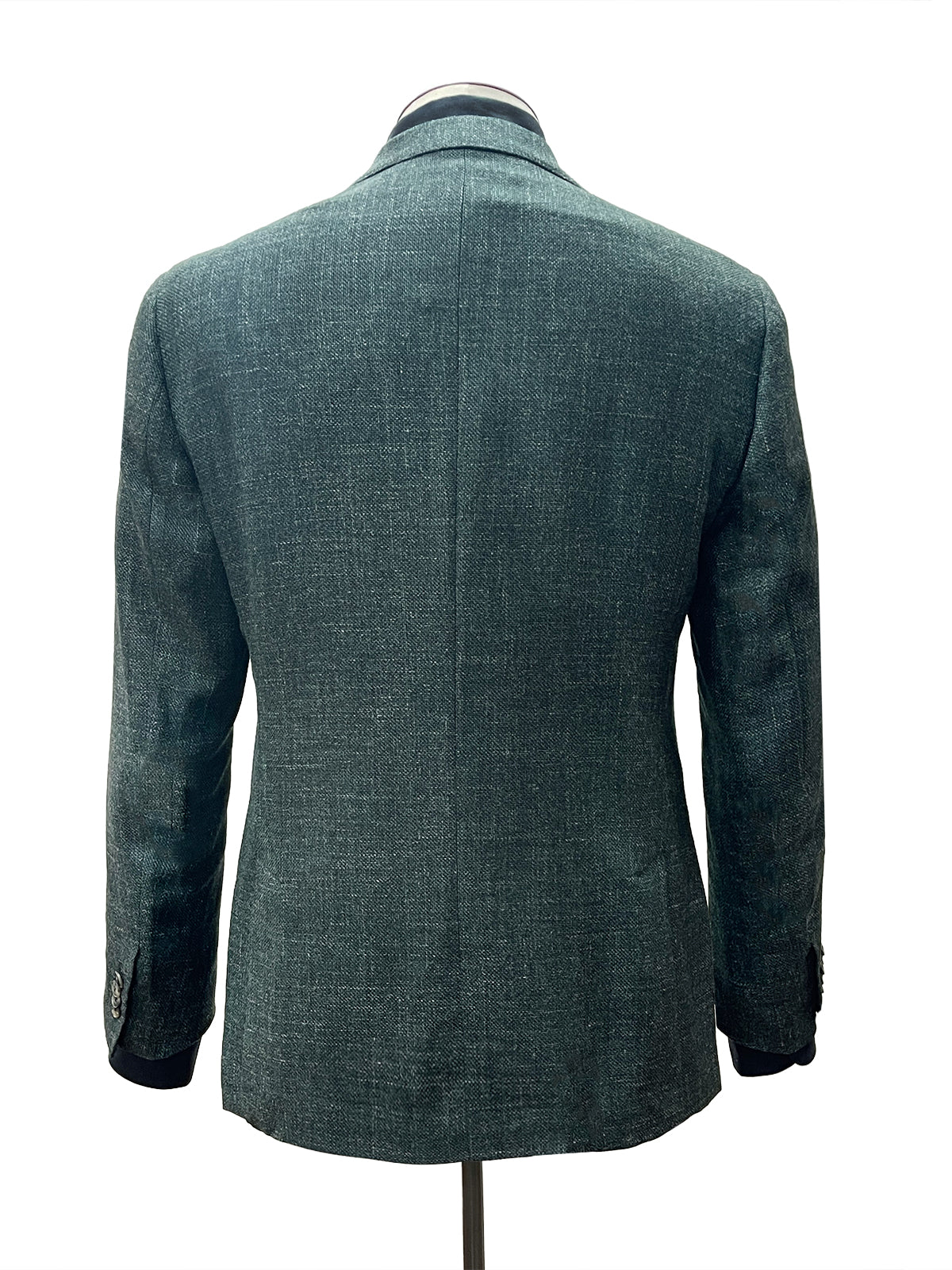 Scala Blazer - Green Wool Silk Linen Basketweave