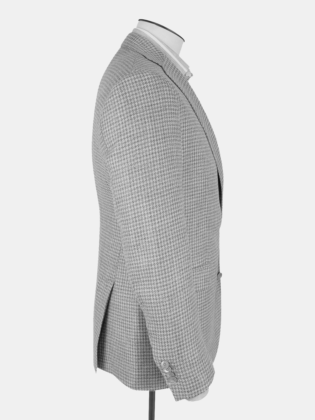 Pienza Blazer Wool Silk & Linen Houndstooth Heather