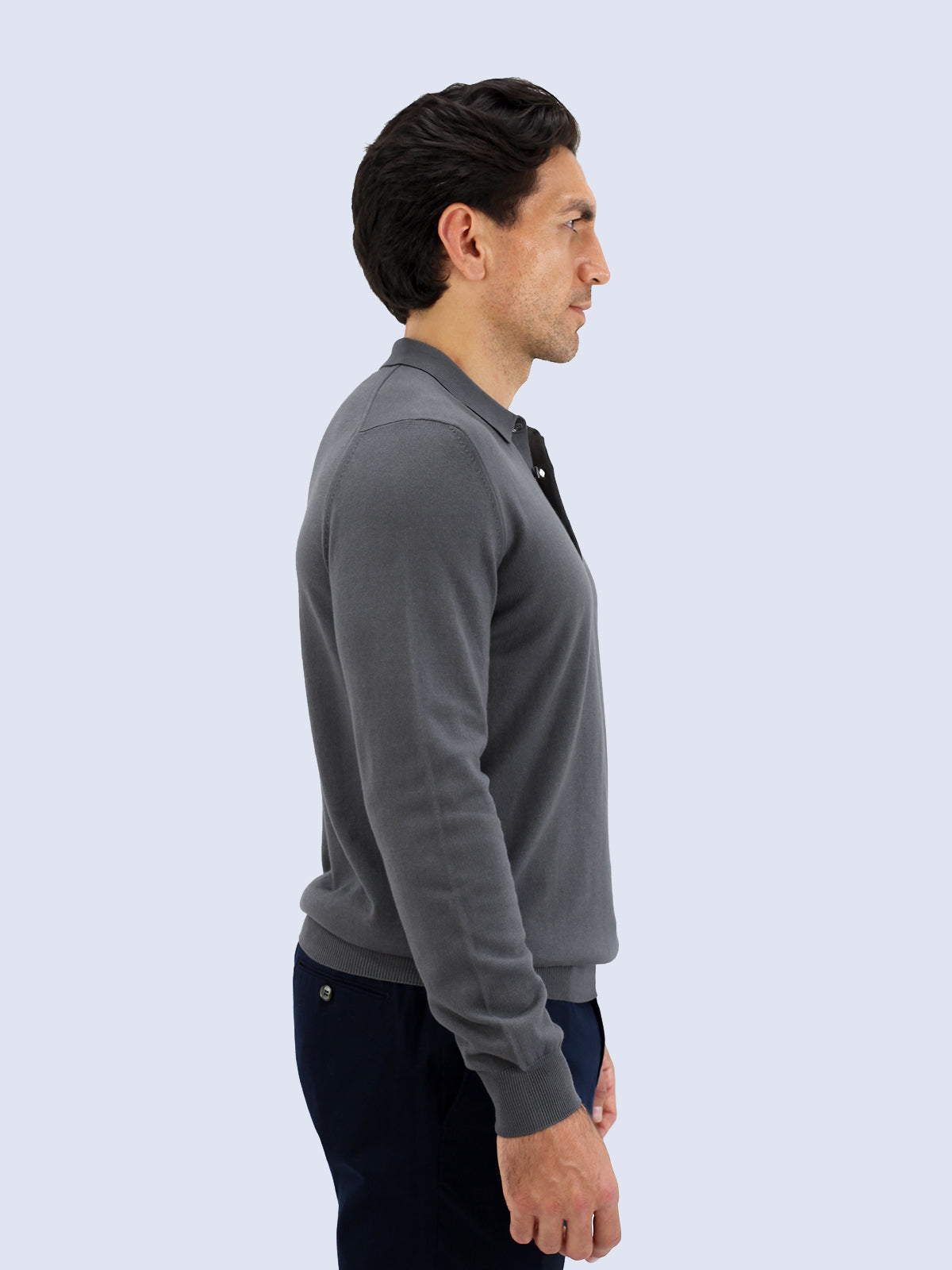 Vico Ribbed Long Sleeve Polo Cotton Iron