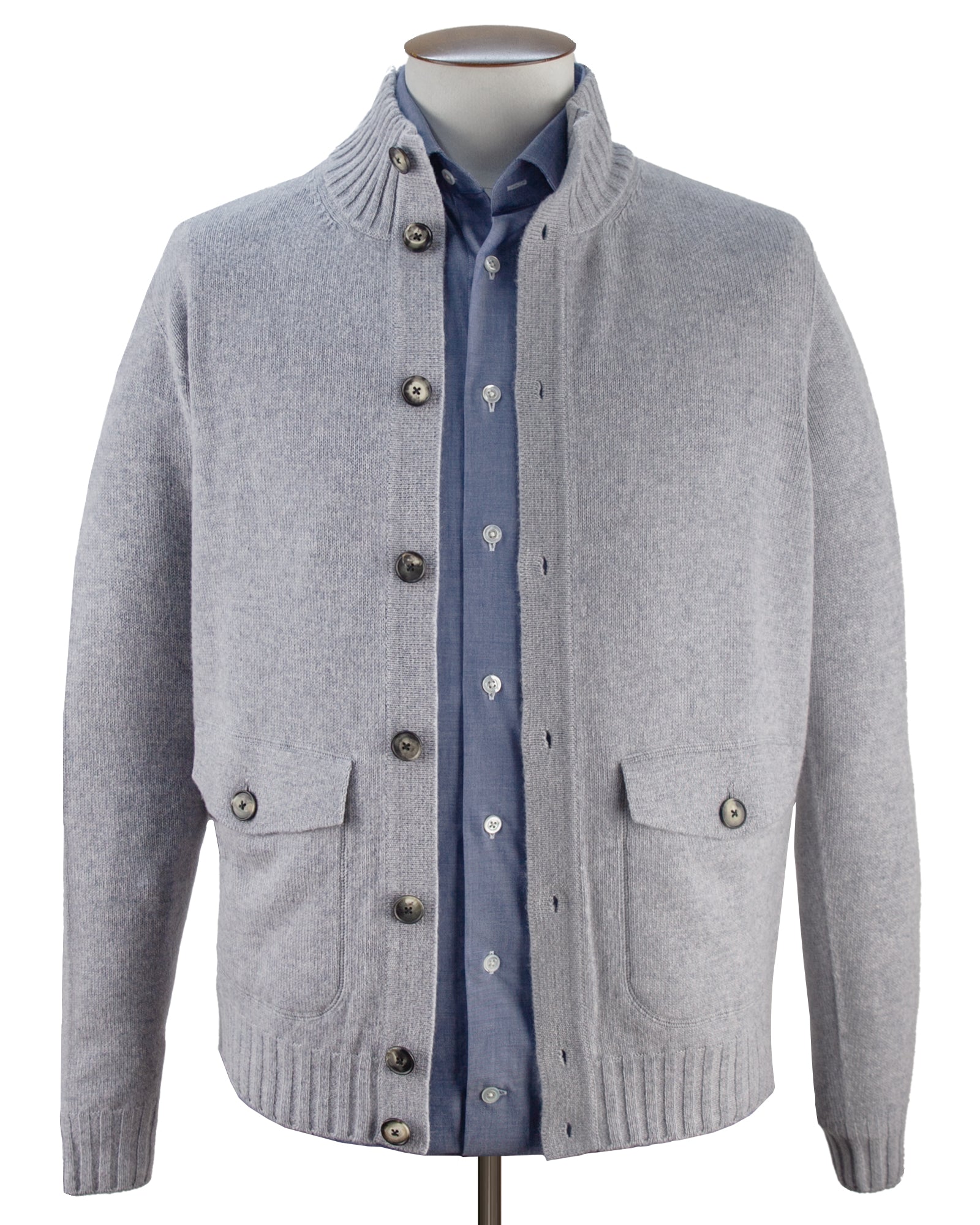 Grey Melange Wool & Cashmere Bomber