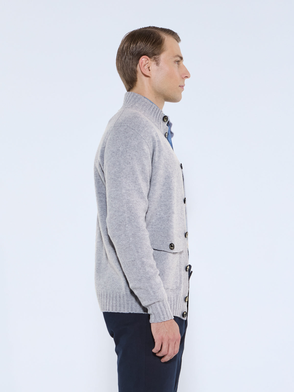 Grey Melange Wool & Cashmere Bomber