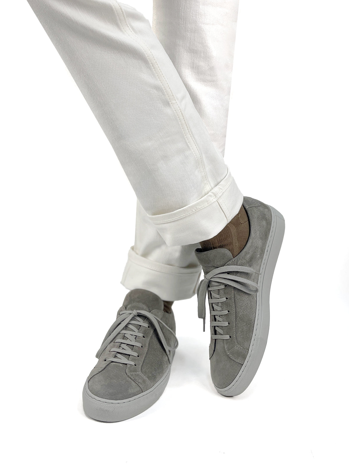 Mid Grey Perforated Suede Sneaker