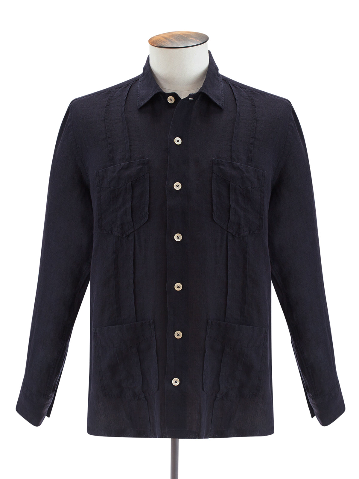 Black Linen Guayabera Shirt