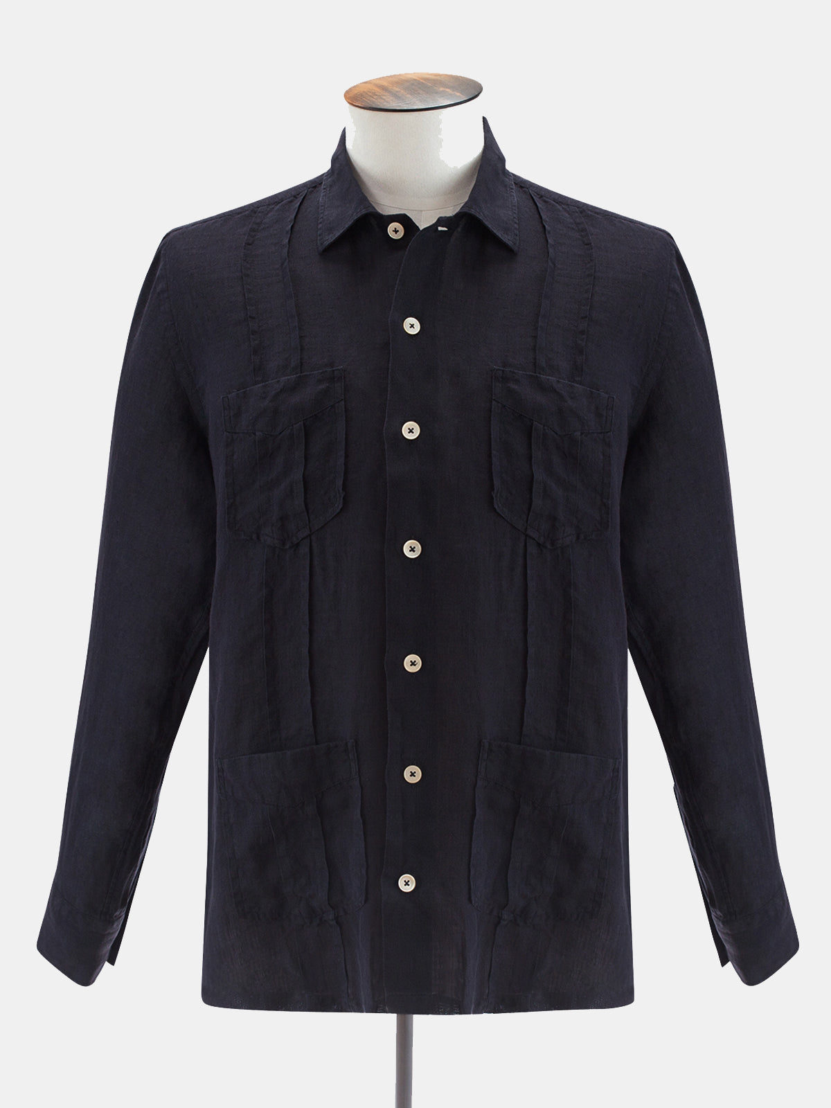 Black Linen Guayabera Shirt