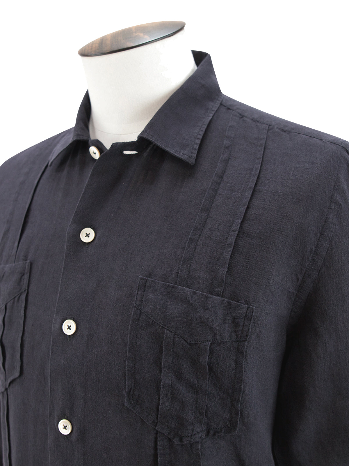 Black Linen Guayabera Shirt