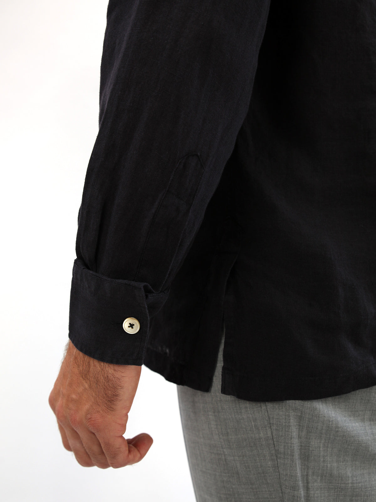 Black Linen Guayabera Shirt