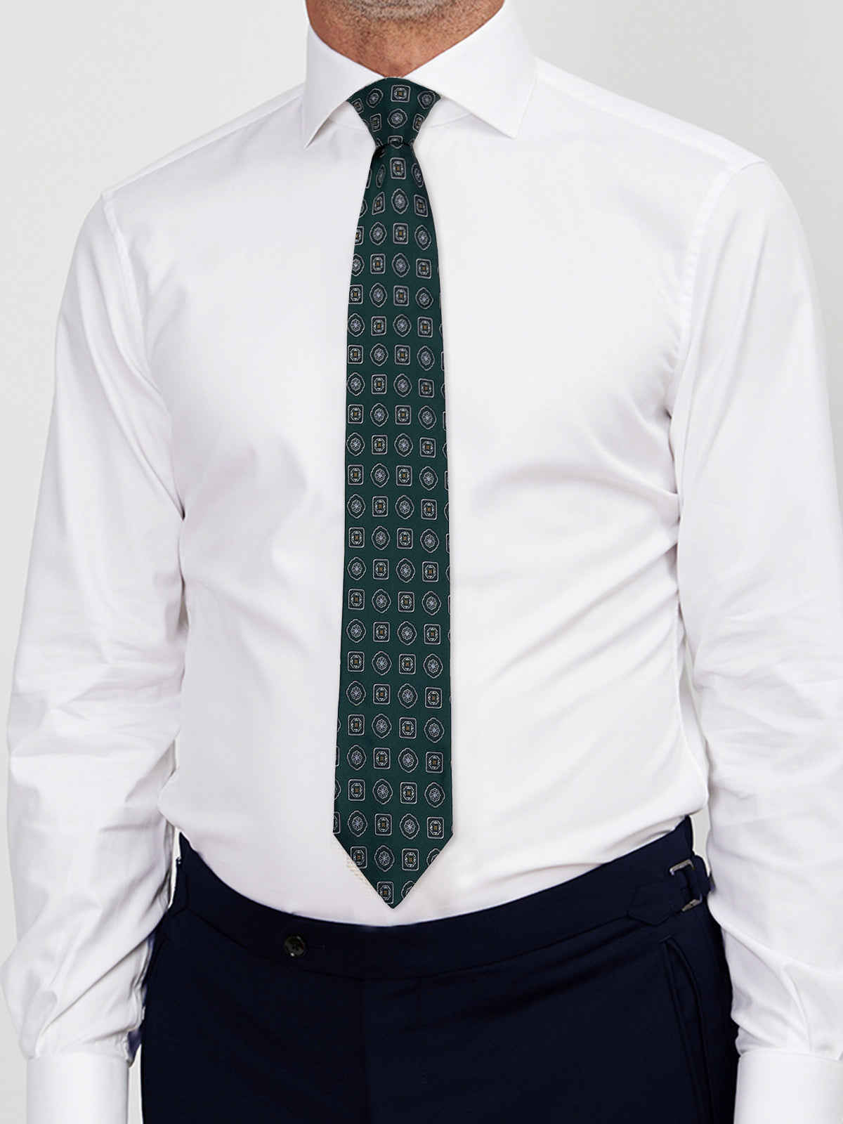 Dark Green Multi-Color Neat Pattern Tie