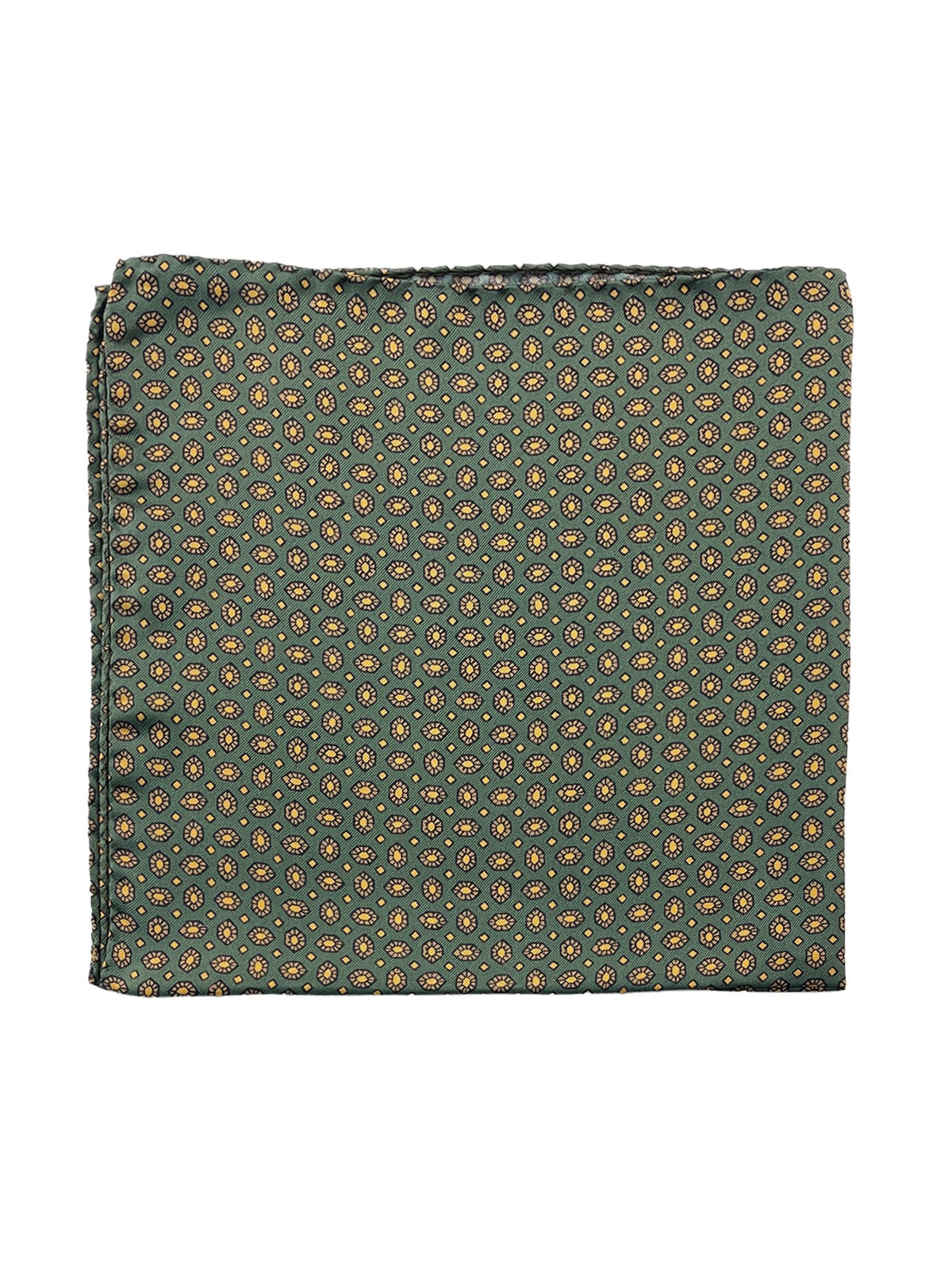 Forest Green Shield Printed Silk Pochette
