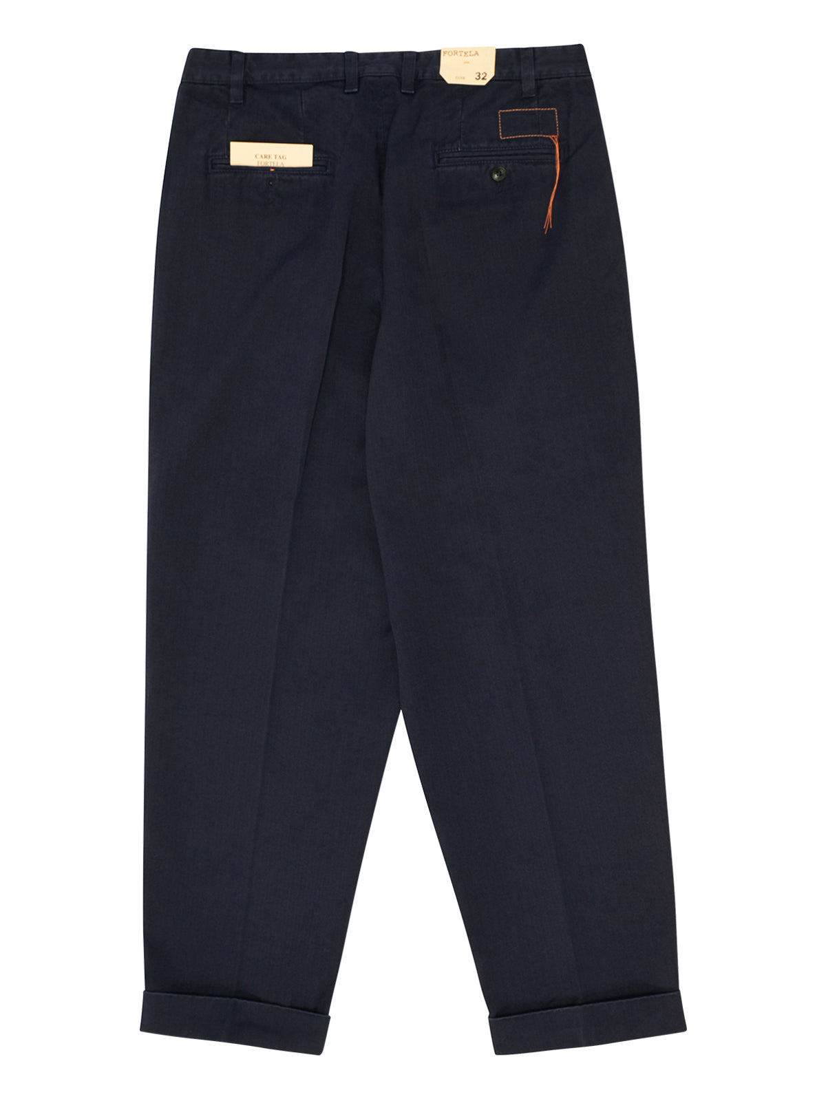 Fortela Navy Herringbone Pleated Seattle Trousers