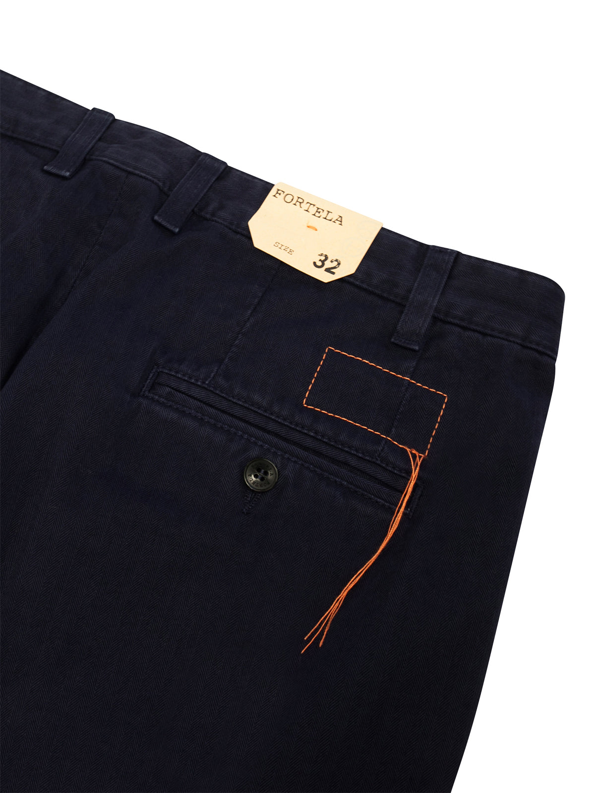 Fortela Navy Herringbone Pleated Seattle Trousers