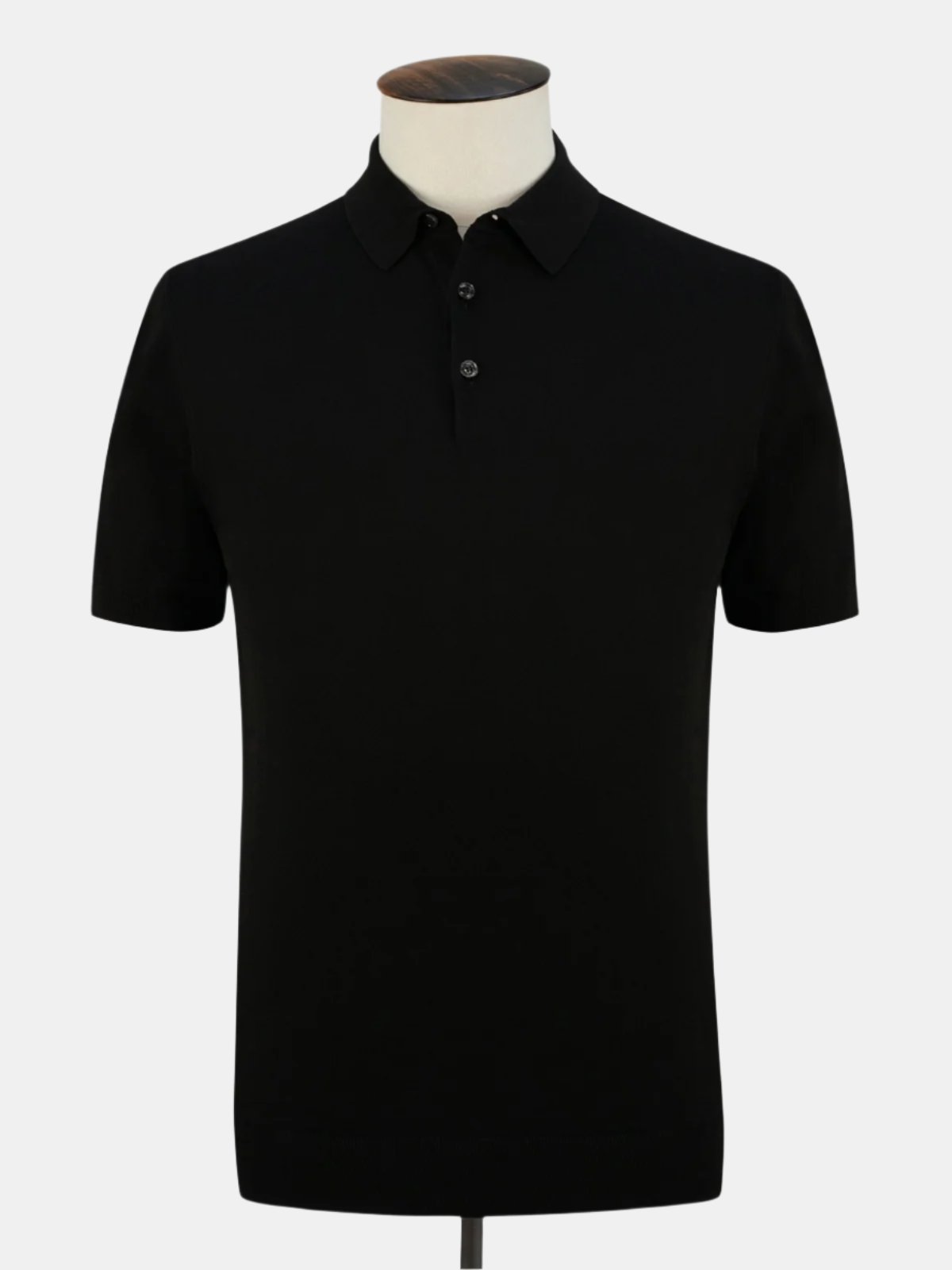 Riva Ribbed Short Sleeve Polo Cotton Black