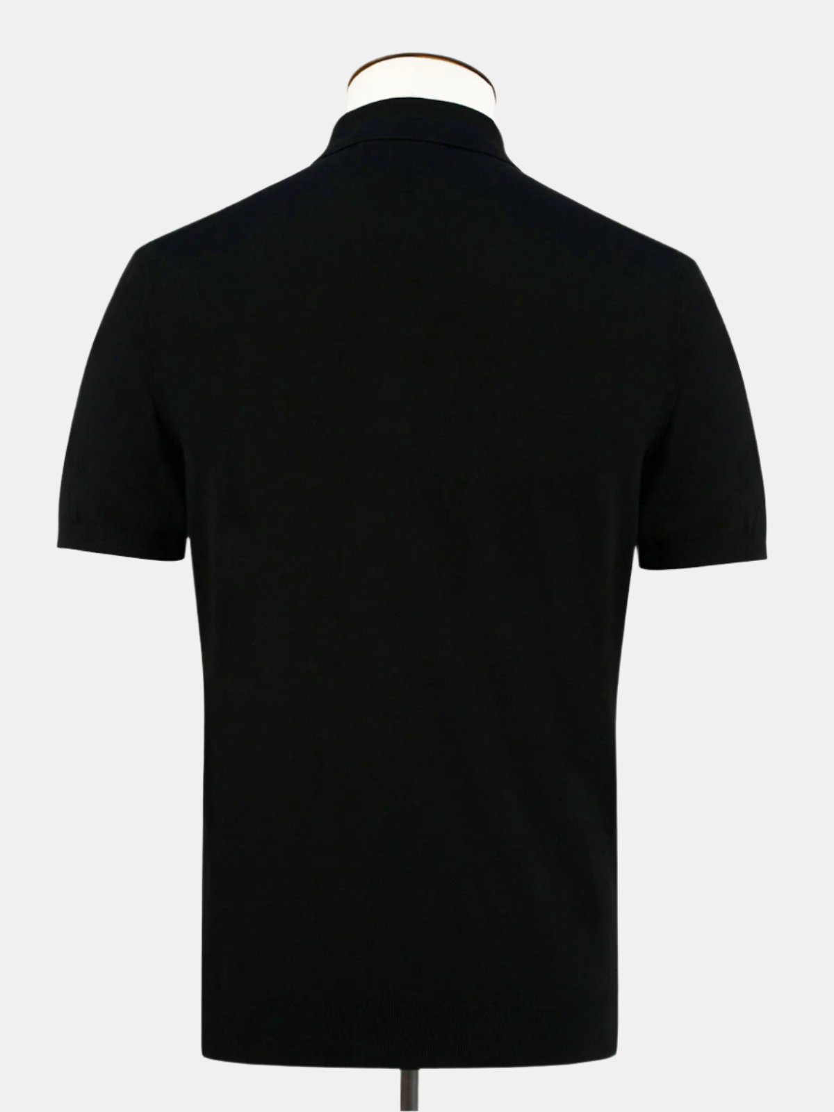 Riva Ribbed Short Sleeve Polo Cotton Black