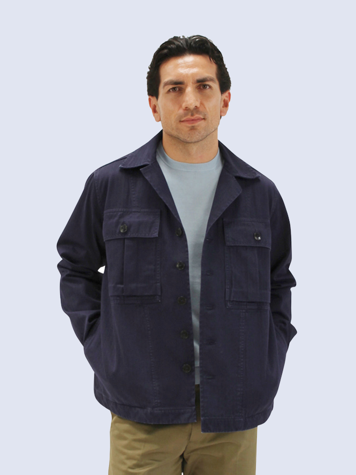 Fortela Indigo Herringbone Overshirt