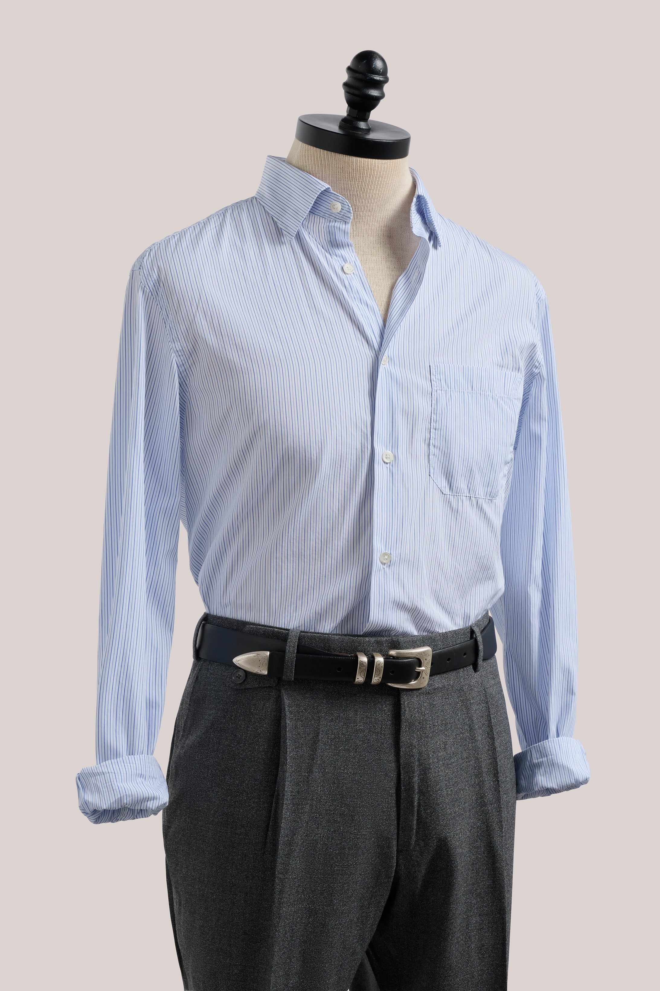 Italian Fine Work Shirt - Blue Stripe