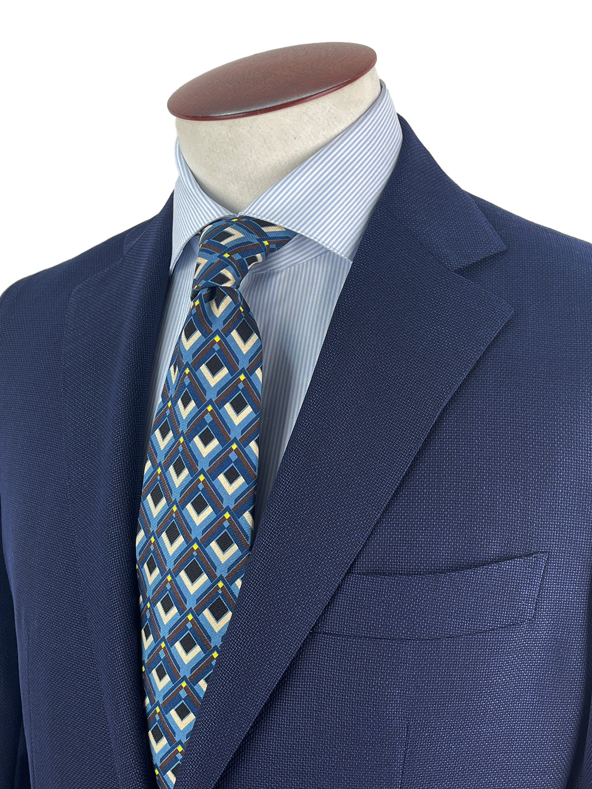 Light Blue & White Butcher Stripe Cutaway Collar Shirt