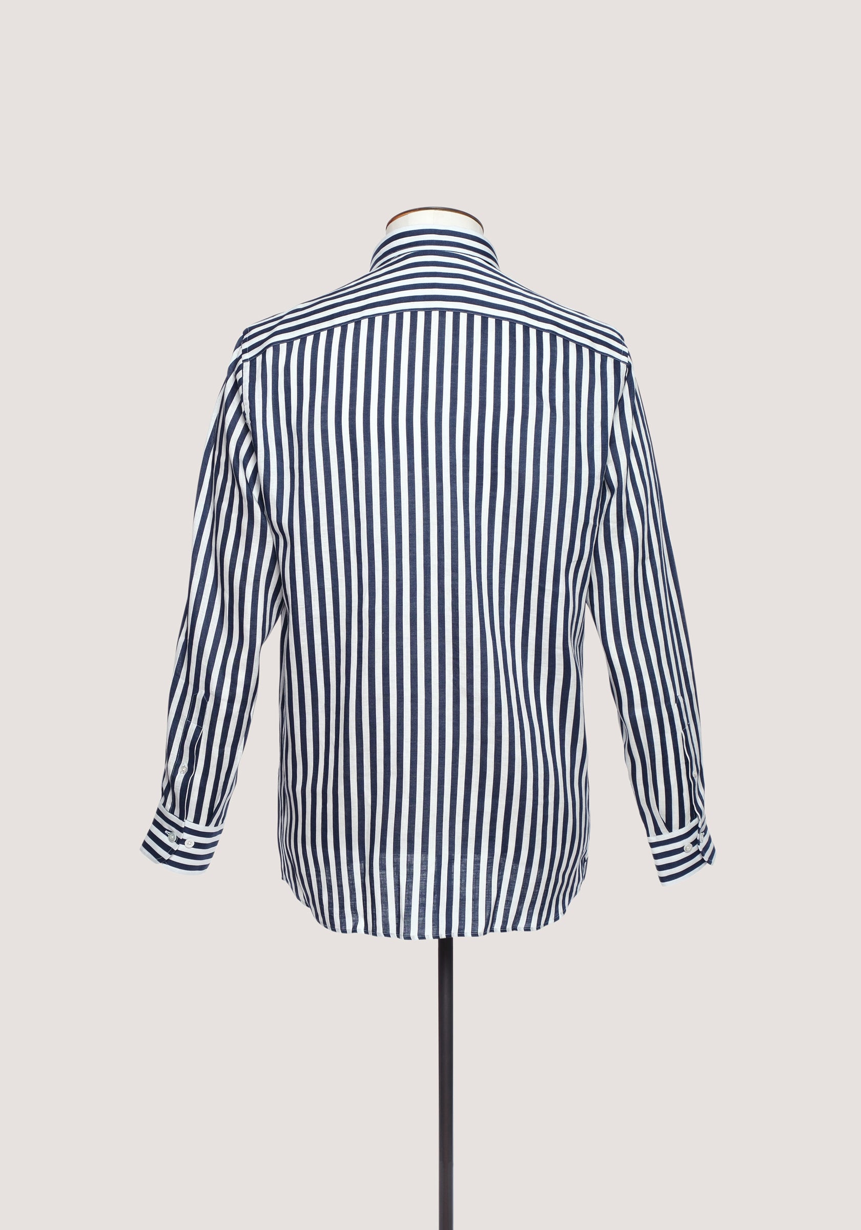 Linen Block Stripe Shirt – Navy & White
