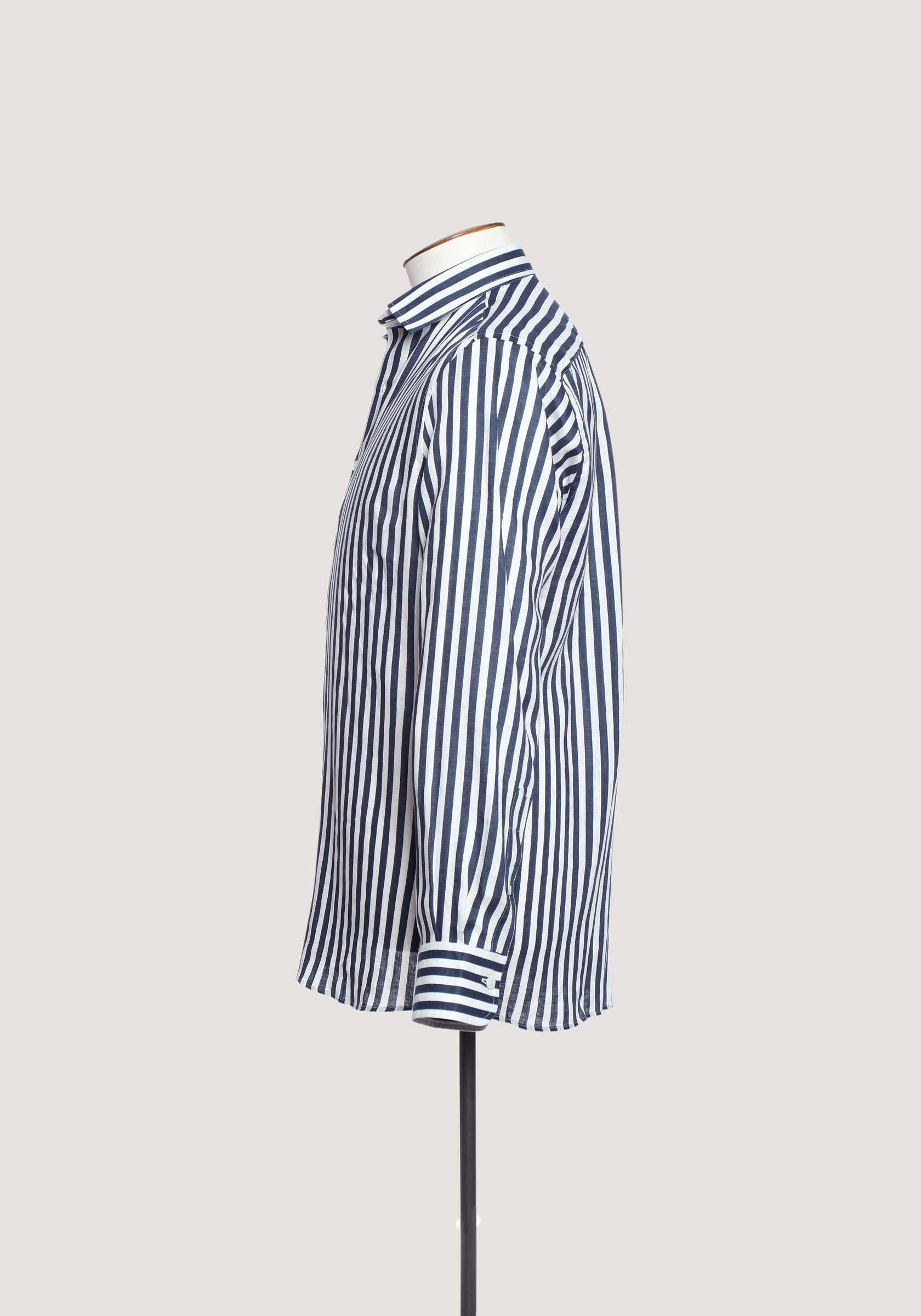 Linen Block Stripe Shirt – Navy & White