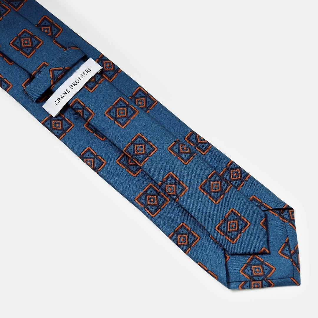 Lioni Abstract Printed Silk Tie - Lapis Blue