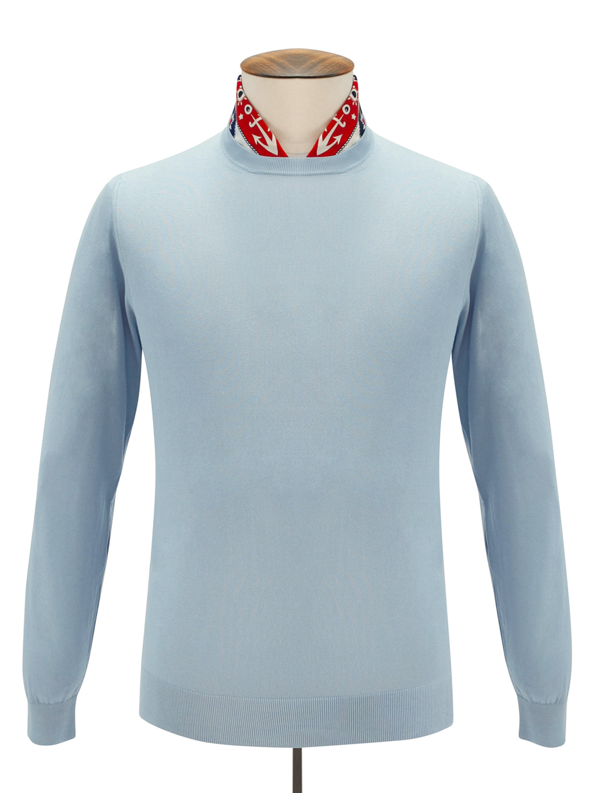 Lugano Ribbed Crewneck Cotton Slate Blue