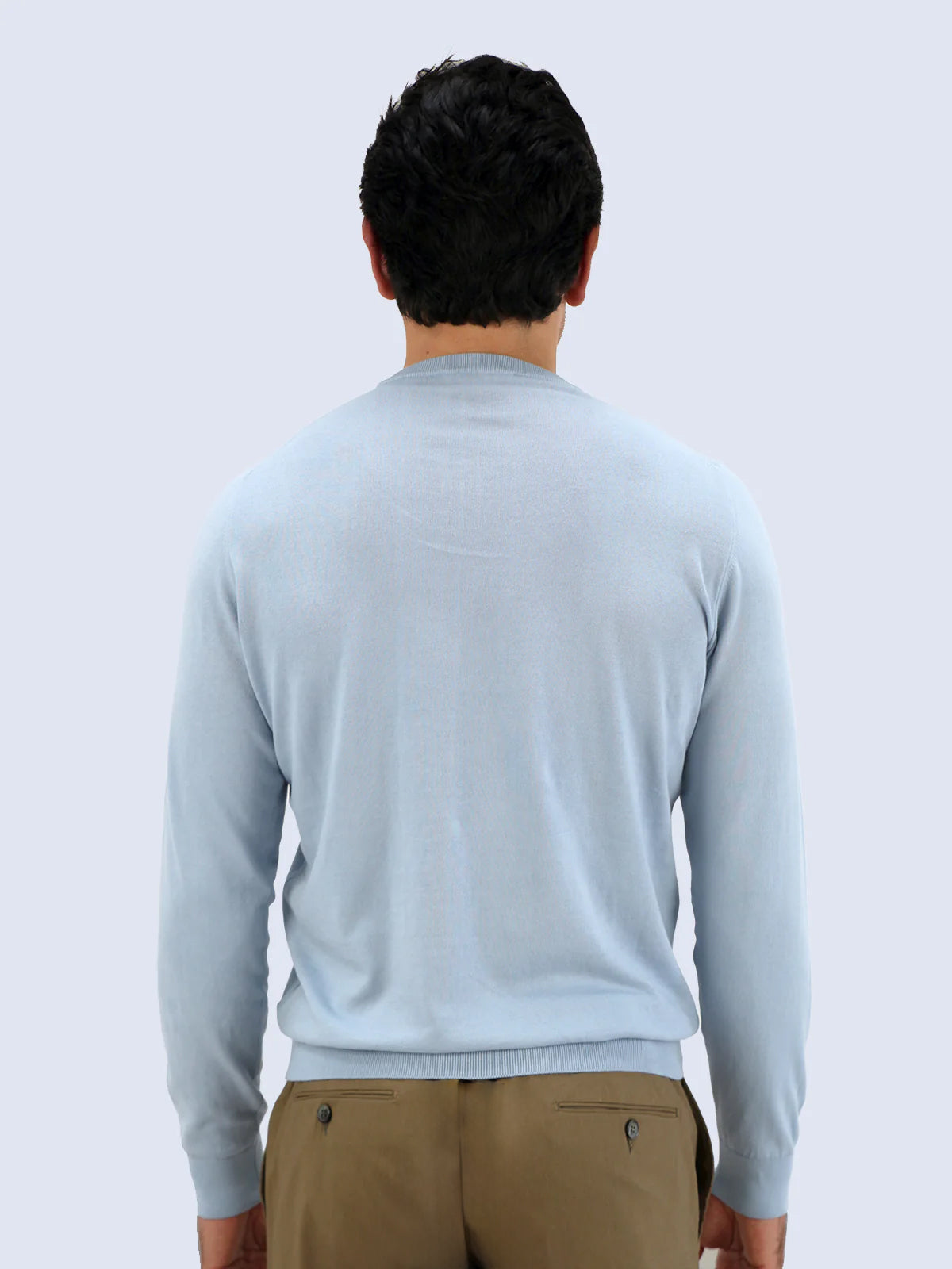 Lugano Ribbed Crewneck Cotton Slate Blue