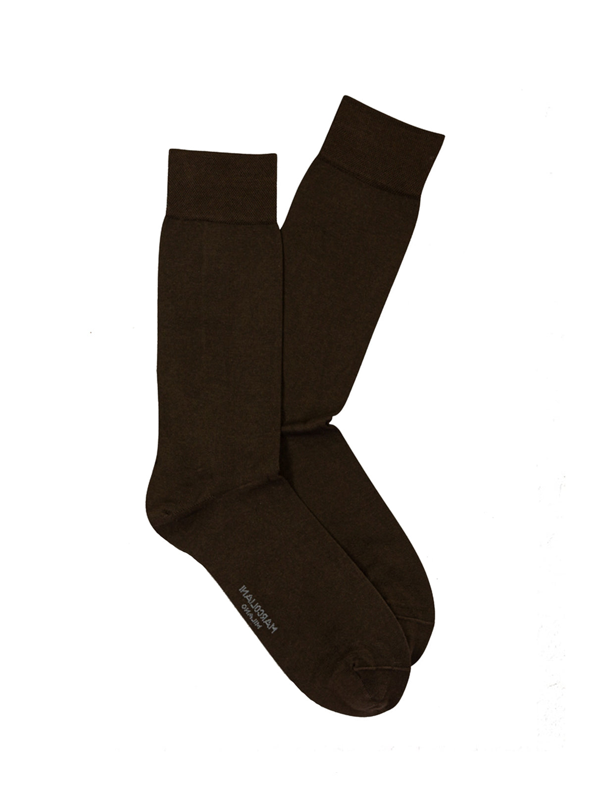 Marcoliani Pima Cotton Classic Plain Dark Brown Socks