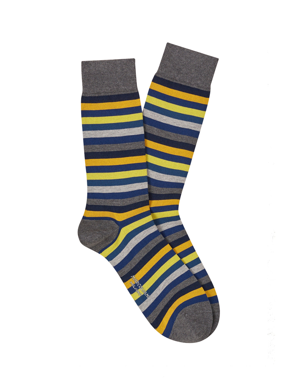 Marcoliani Blue & Yellow Pima Cotton Rainbow Stripe Socks