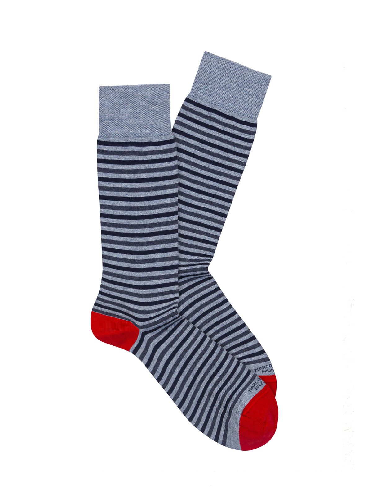 Marcoliani Denim Blue Pima Cotton Easy Stripe Socks