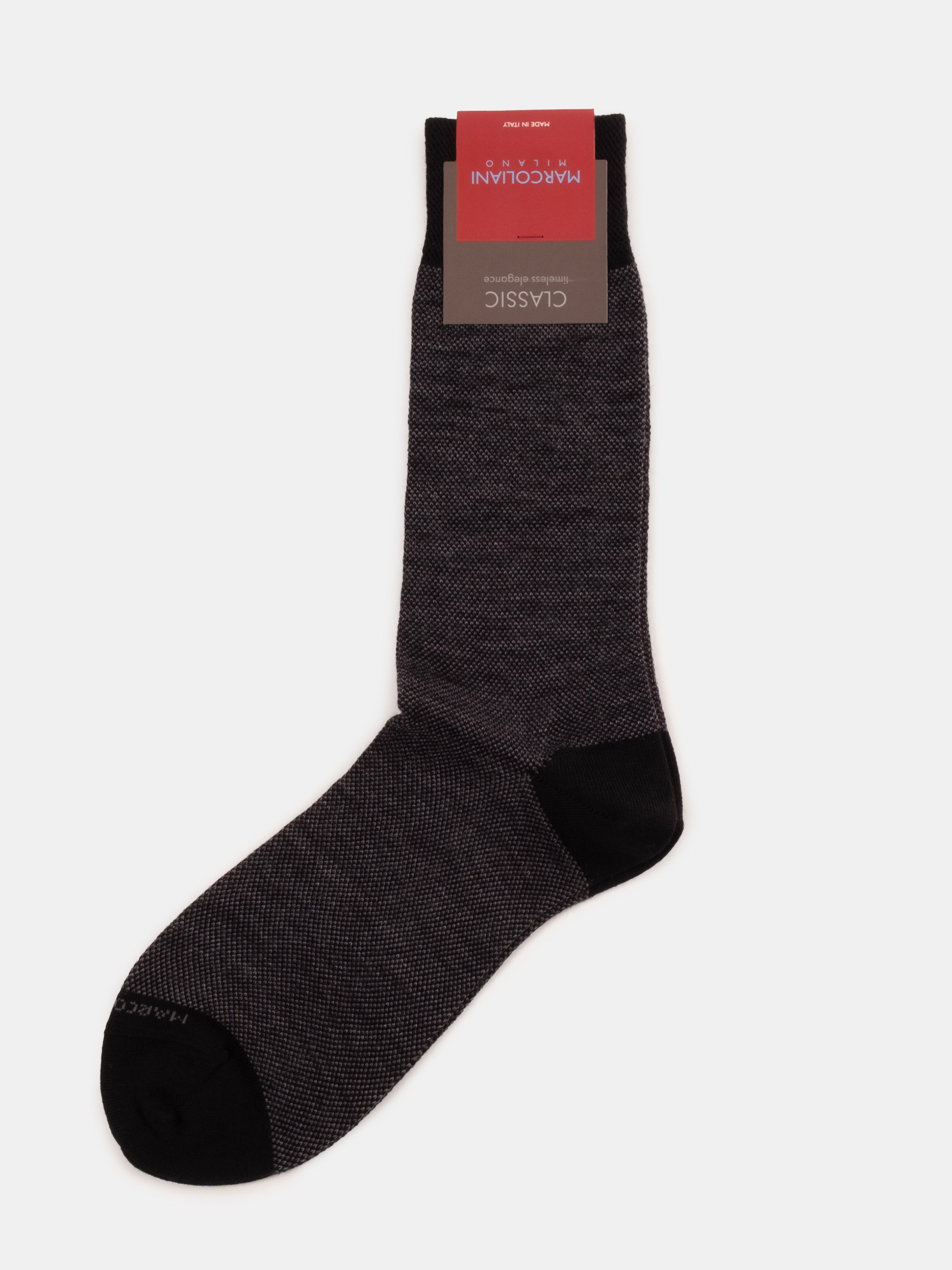 Marcoliani Black Extra Fine Merino Birdseye Sock
