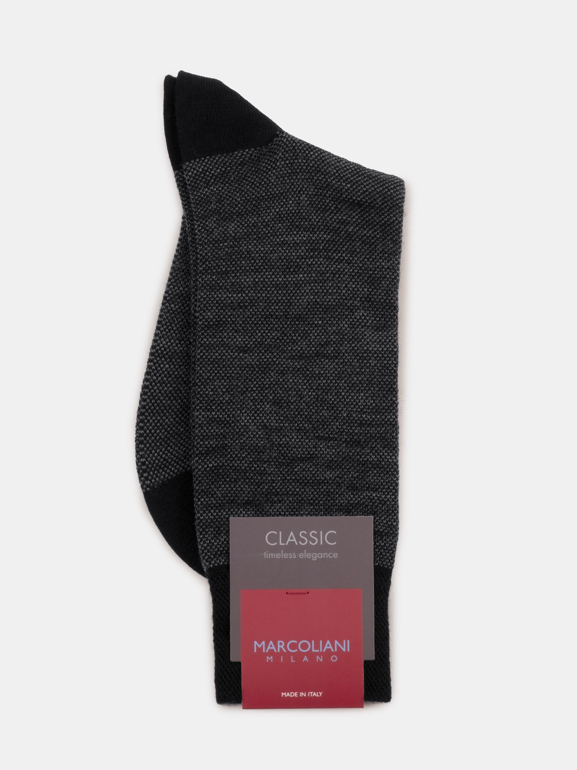 Marcoliani Black Extra Fine Merino Birdseye Sock