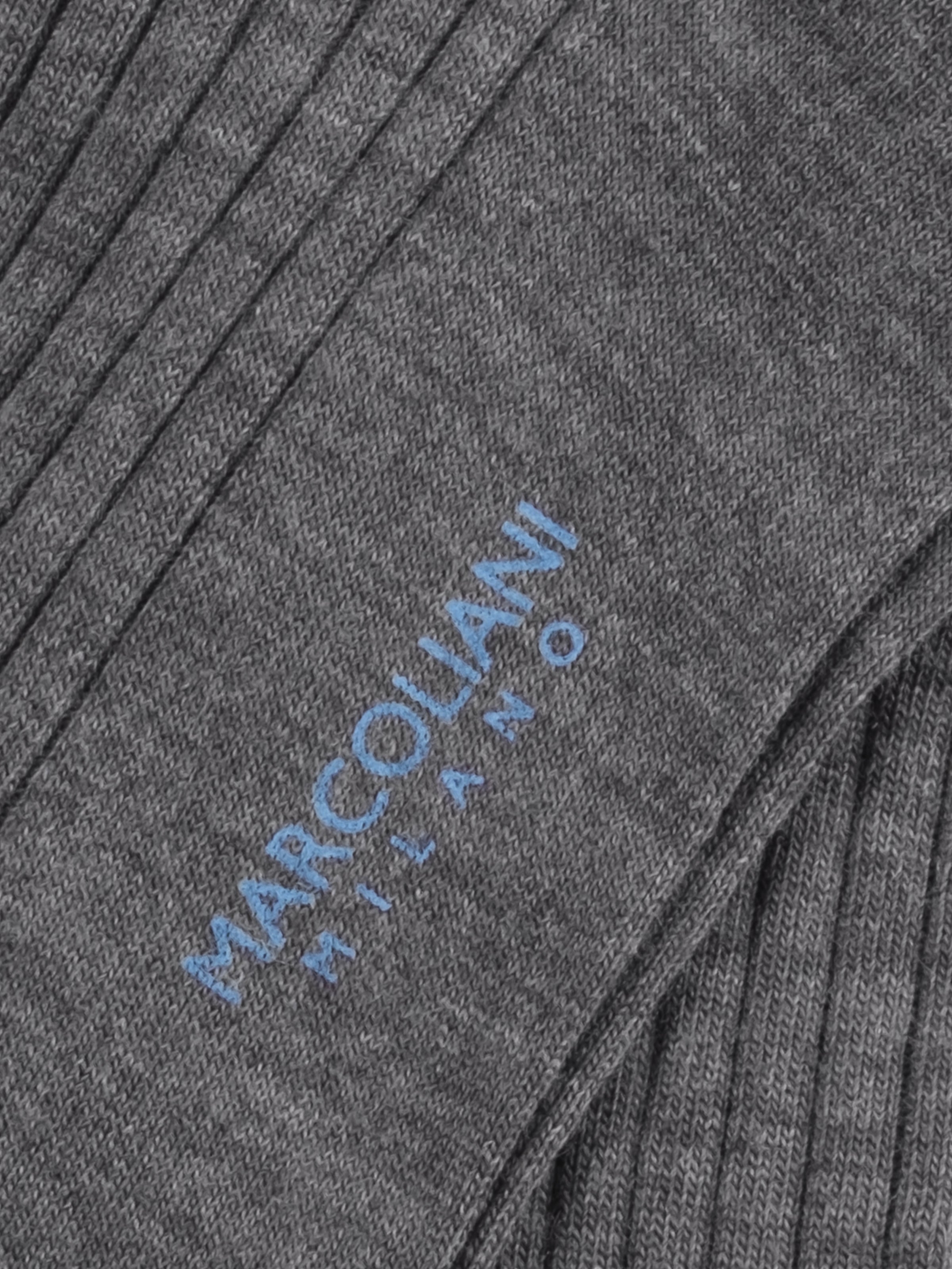 Marcoliani Flannel Grey Mid Calf Merino Dress Socks