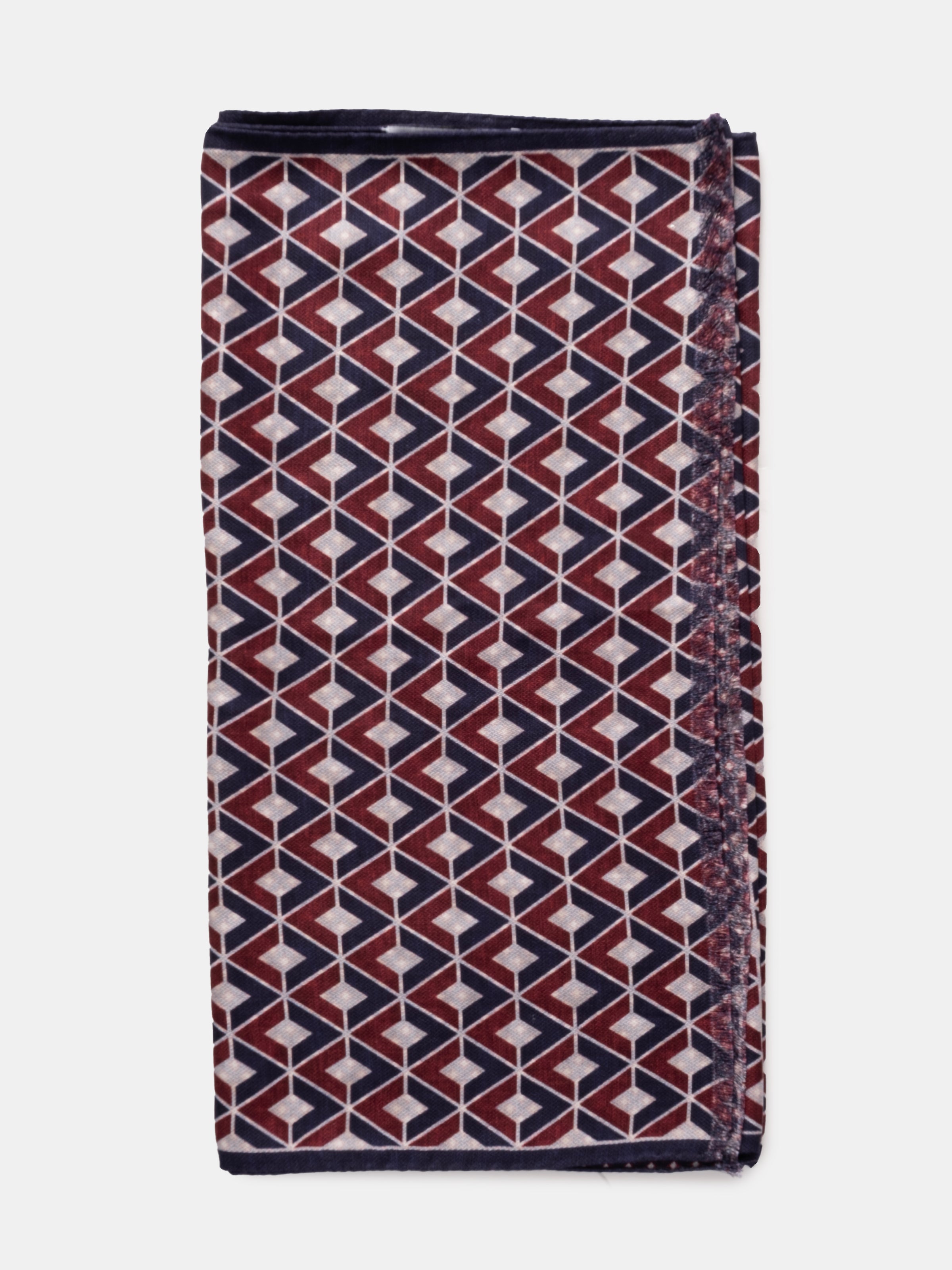 Maroon & Navy Argyle Printed Silk Scarf