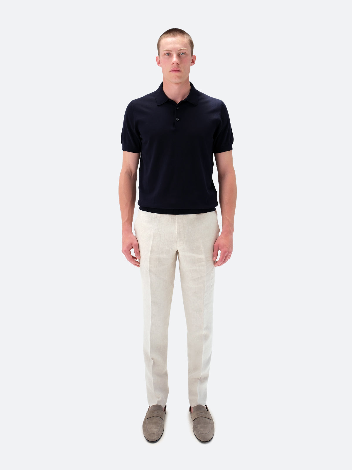 Acqui Ribbed Short Sleeve Polo Cotton Midnight