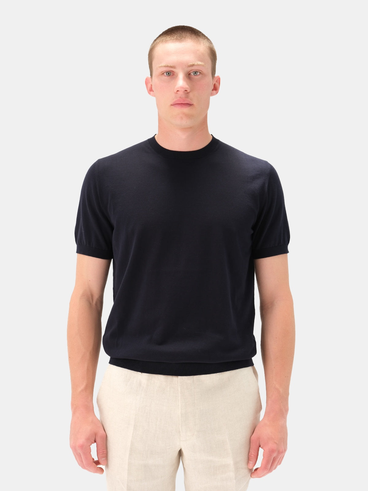 Como Cooling Ribbed T-Shirt Cotton Midnight