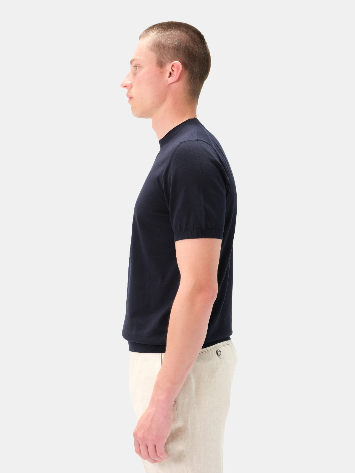 Como Cooling Ribbed T-Shirt Cotton Midnight